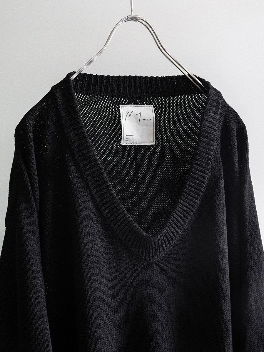 トップス ancellm 25aw uv neck knit lime 1 UV NECK KNIT(LIME) – ANCELLM