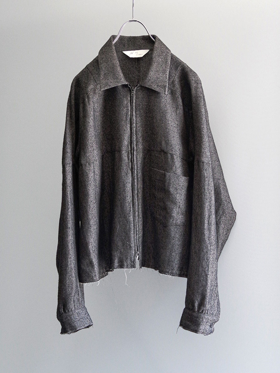 ANCELLM W/L SHORT ZIPUP SHIRT 黒 サイズ2 ANCELLM - SHRINK WOOL SHORT ZIPUP SHIRT JACKET | BLACK | ショート