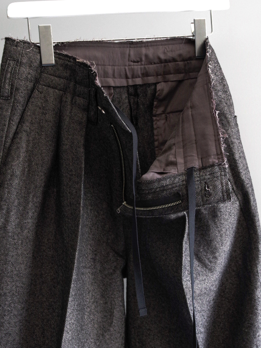 パンツ ANCELLM SHRINK WOOL WIDE SLACKS BROWN ANCELLM - SHRINK WOOL WIDE SLACKS | COELACANTH アンセルム