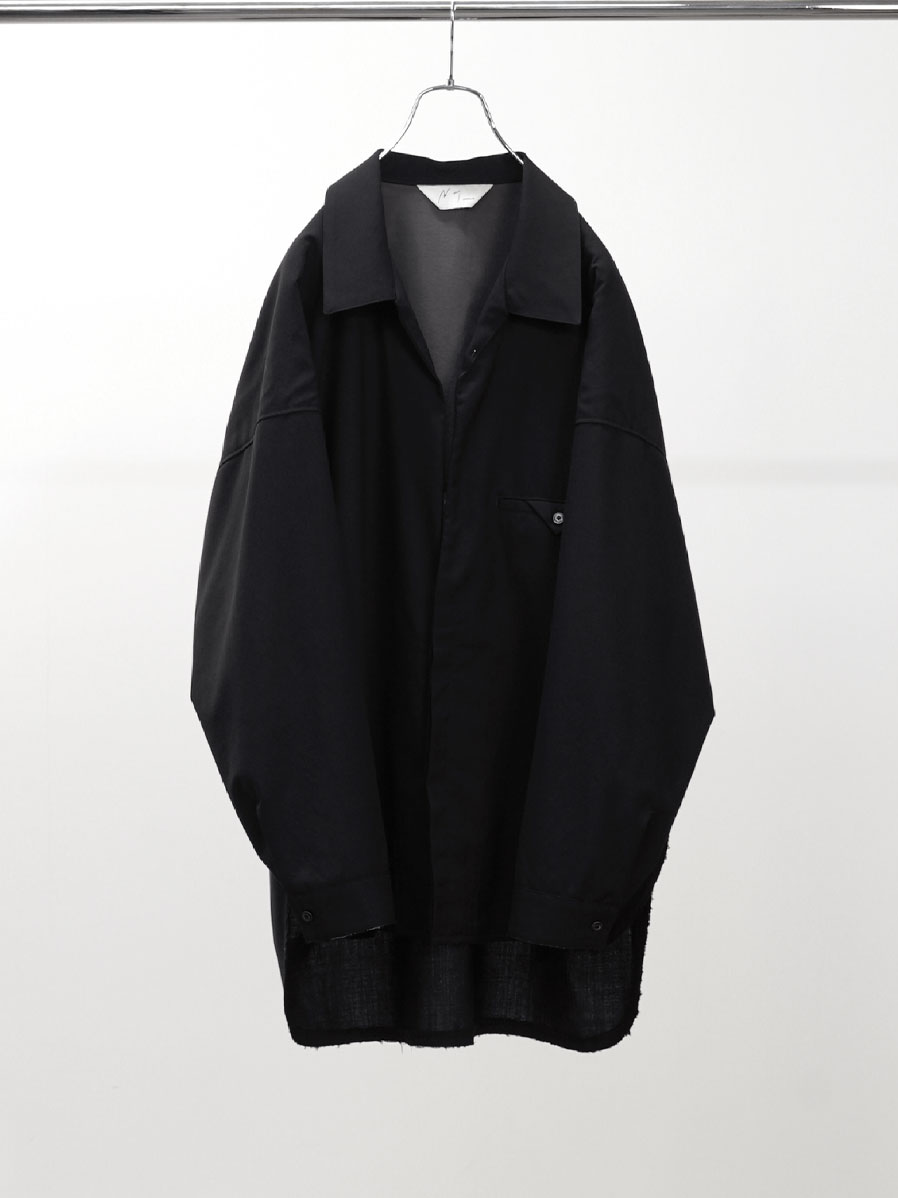 トップス ANCELLM 25AW WASH WOOL LONG SHIRT black 2025AW】 ANCELLM (アンセルム) 